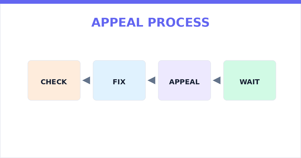 Google Ads account suspension appeal process checklist illustration